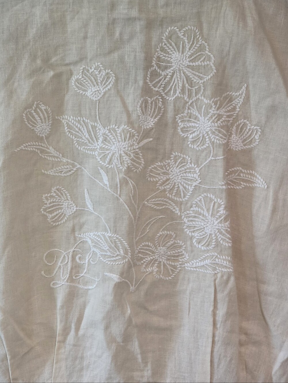 Lauren Ralph Lauren Cream Linen Blend Embroidered Utility Jumpsuit Wide Leg NEW - Picture 12 of 14
